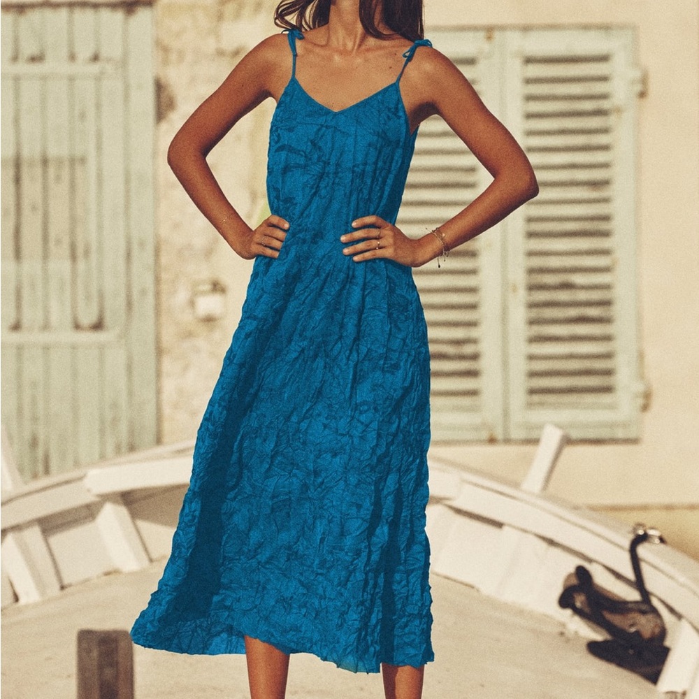Zara limited edition printed blue dress